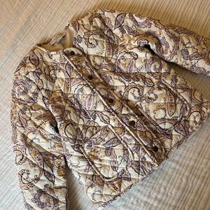 Rachel Zoe Cream and Purple Paisley Quilted Puffer Jacket